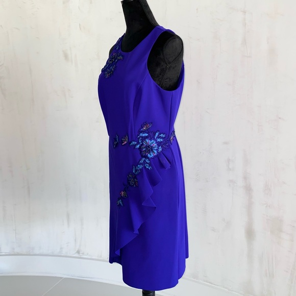 Marchesa Notte Crew Neck purple formal sleeveless round neck Midi Dress. Size 14 - Picture 2 of 6